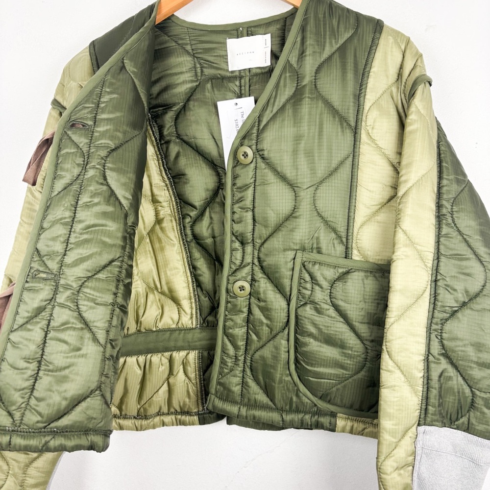 NWT All Row Isabella Green Quilted Tie Jacket Sz M - Picture 9 of 12